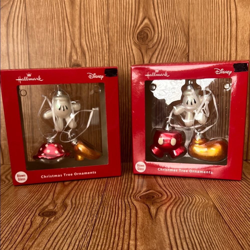 EUC Hallmark Disney 85th Anniversary Glass 3pc. Mickey And Minnie Icon Ornaments
